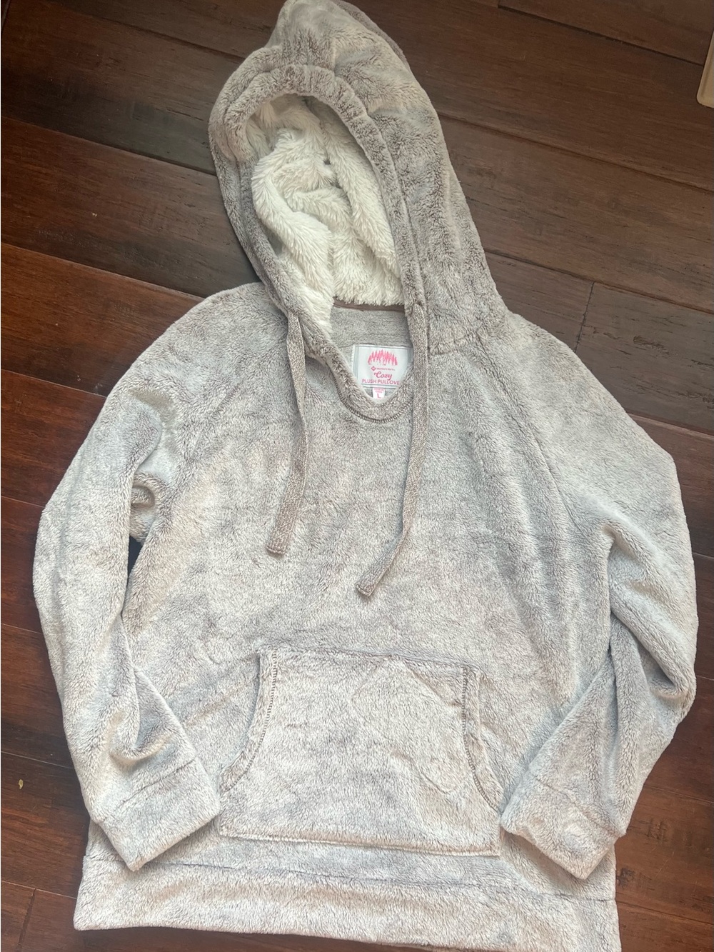 Cozy Plush Hooded Sweater - Light Gray